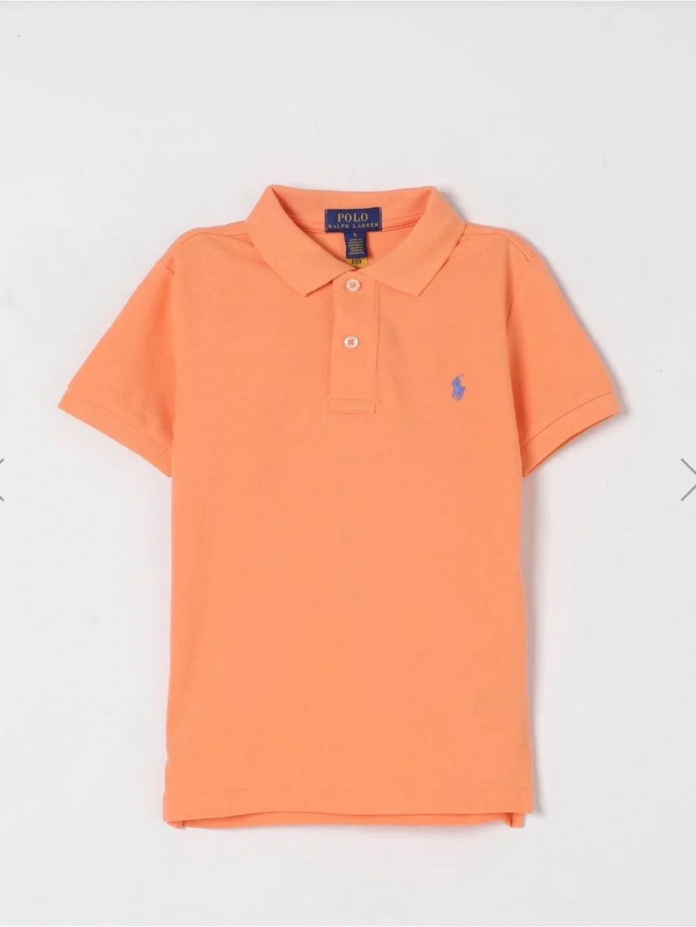 Ralph Lauren polo kids Orange Polo Shirt with Light Blue Logo 10-12 boy